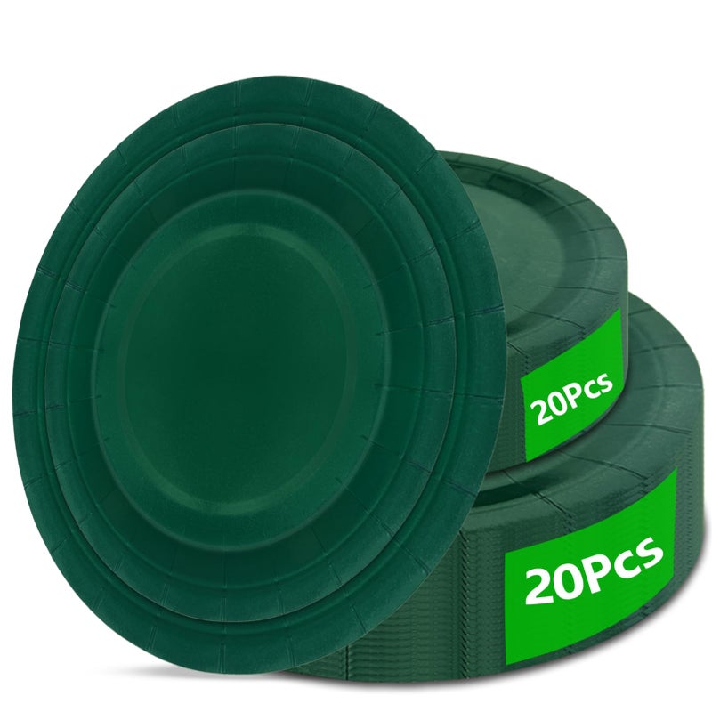 Aixuler 40Pcs Disposable Paper Plates Green,Including 20pcs 9" and 20pcs 7" Plates,Strong and Sturdy Disposable Plates for Party, Dinner, Holiday, Picnic,Birthday Party, Dinner Table, Wedding - Image 1