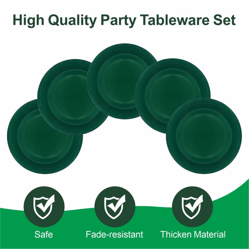 Aixuler 40Pcs Disposable Paper Plates Green,Including 20pcs 9" and 20pcs 7" Plates,Strong and Sturdy Disposable Plates for Party, Dinner, Holiday, Picnic,Birthday Party, Dinner Table, Wedding - Image 3