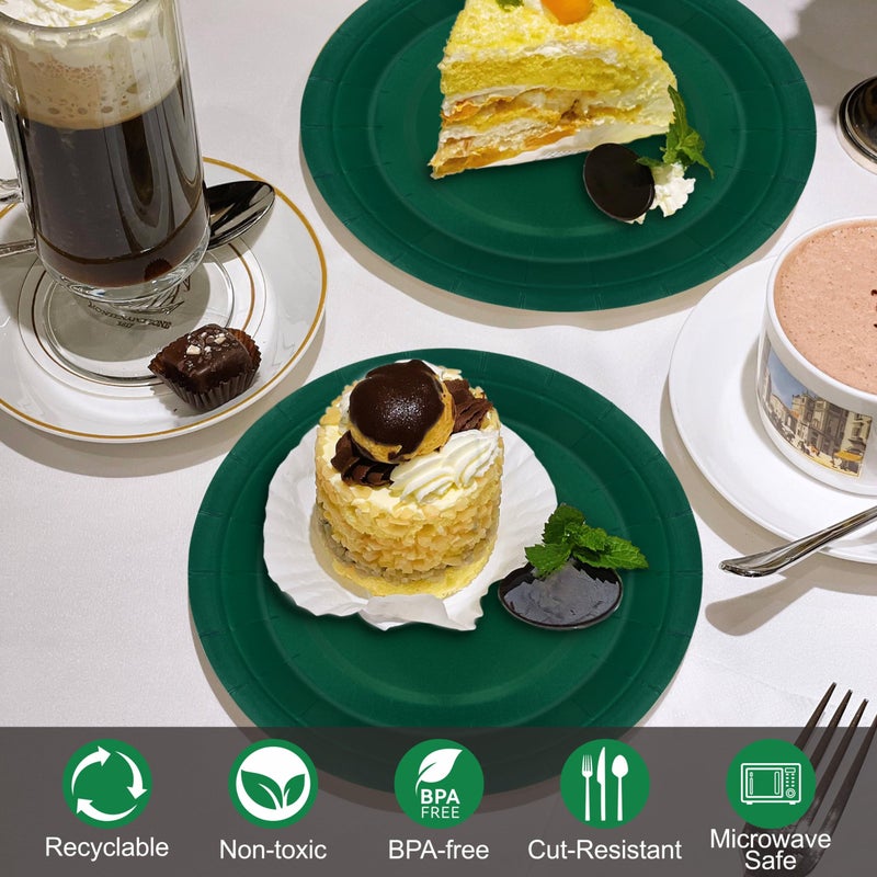 Aixuler 40Pcs Disposable Paper Plates Green,Including 20pcs 9" and 20pcs 7" Plates,Strong and Sturdy Disposable Plates for Party, Dinner, Holiday, Picnic,Birthday Party, Dinner Table, Wedding - Image 5