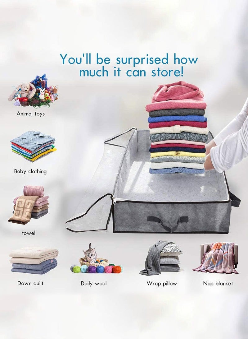 Haidue 3Pcs Clothes Storage Bag Organizer,90L Large Capacity Organizer,Under Bed Storage Bags,Blanket Storage Containers Organizers,Reinforced Handle,Foldable,Storage Bins,For Home Storage100*50*15cm  - Image 5