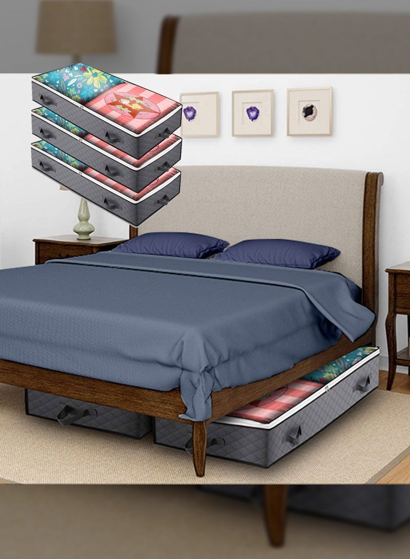 Haidue 3Pcs Clothes Storage Bag Organizer,90L Large Capacity Organizer,Under Bed Storage Bags,Blanket Storage Containers Organizers,Reinforced Handle,Foldable,Storage Bins,For Home Storage100*50*15cm  - Image 1