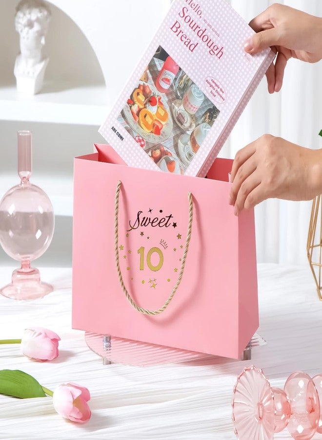 Yiran Birthday Gift Bag with Handles and Ribbon for 11 Year Old Gilrs Gift Wrapping, Happy 11th Birthday Gift Bag, Kids Teens Paper Gift Bags Pink and Gold Party Decorations Supplies - Image 4