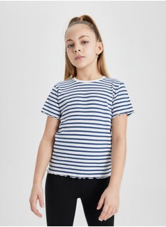 DeFacto Slim Fit Striped Short Sleeve T-Shirt  - Image 1