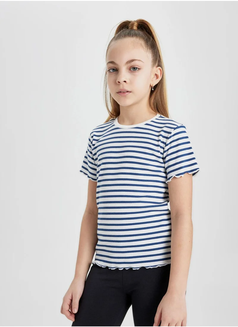 DeFacto Slim Fit Striped Short Sleeve T-Shirt