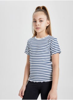 DeFacto Slim Fit Striped Short Sleeve T-Shirt  - Image 3