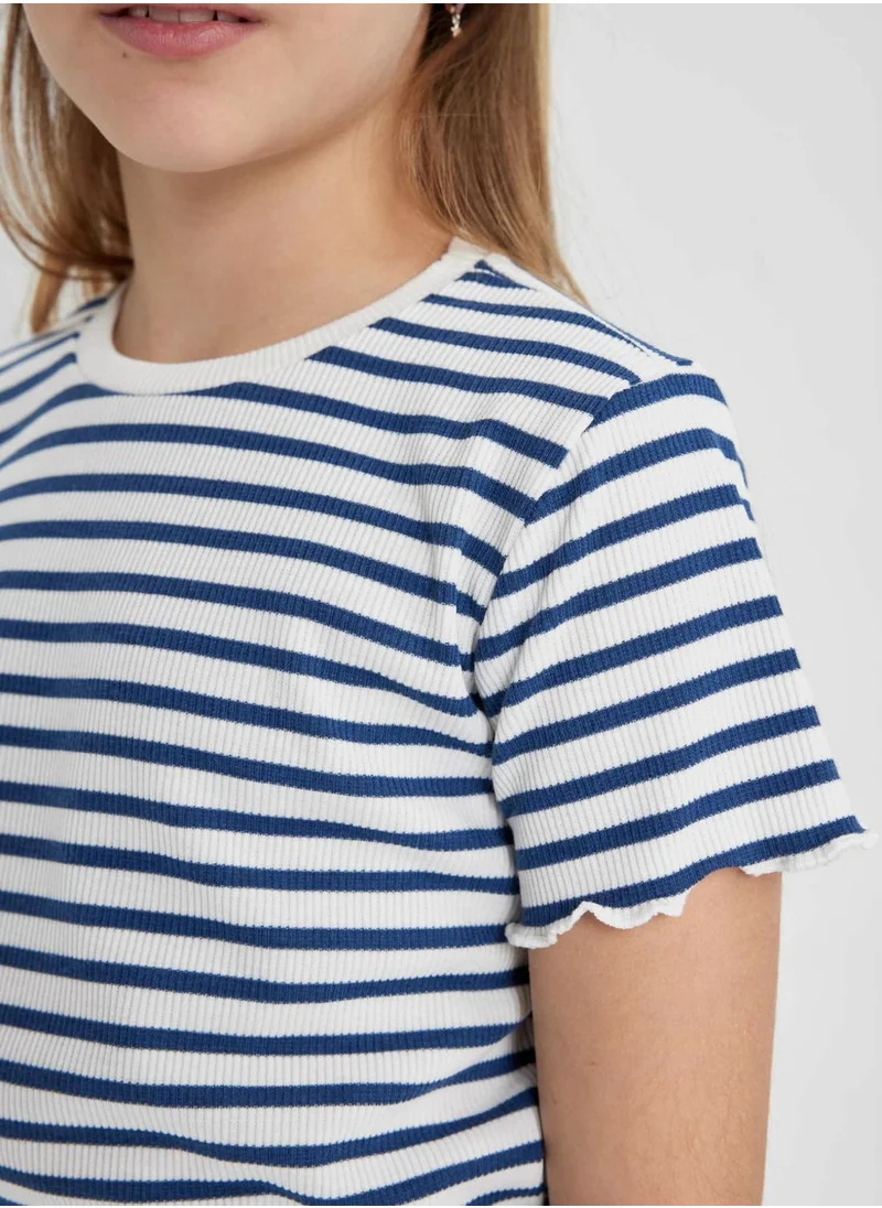 DeFacto Slim Fit Striped Short Sleeve T-Shirt