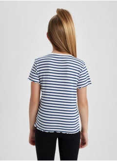 DeFacto Slim Fit Striped Short Sleeve T-Shirt  - Image 2