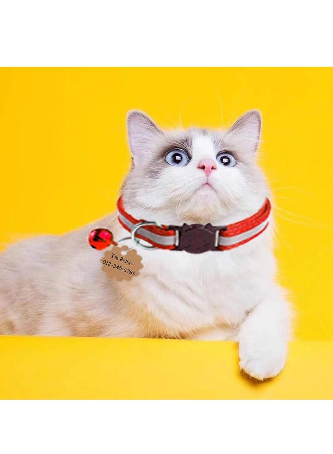 Cat Collar With Bells Detachable Cat Collar With Bells Reflective Cat Collar Nylon Cat Collar/4 Pieces in Multi-color - Image 2