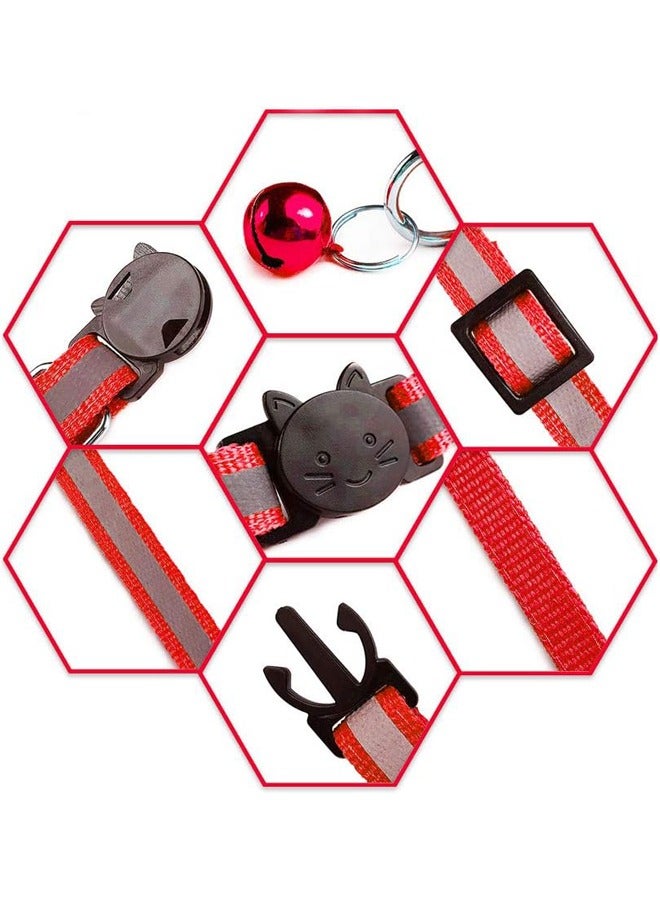 Cat Collar With Bells Detachable Cat Collar With Bells Reflective Cat Collar Nylon Cat Collar/4 Pieces in Multi-color - Image 4