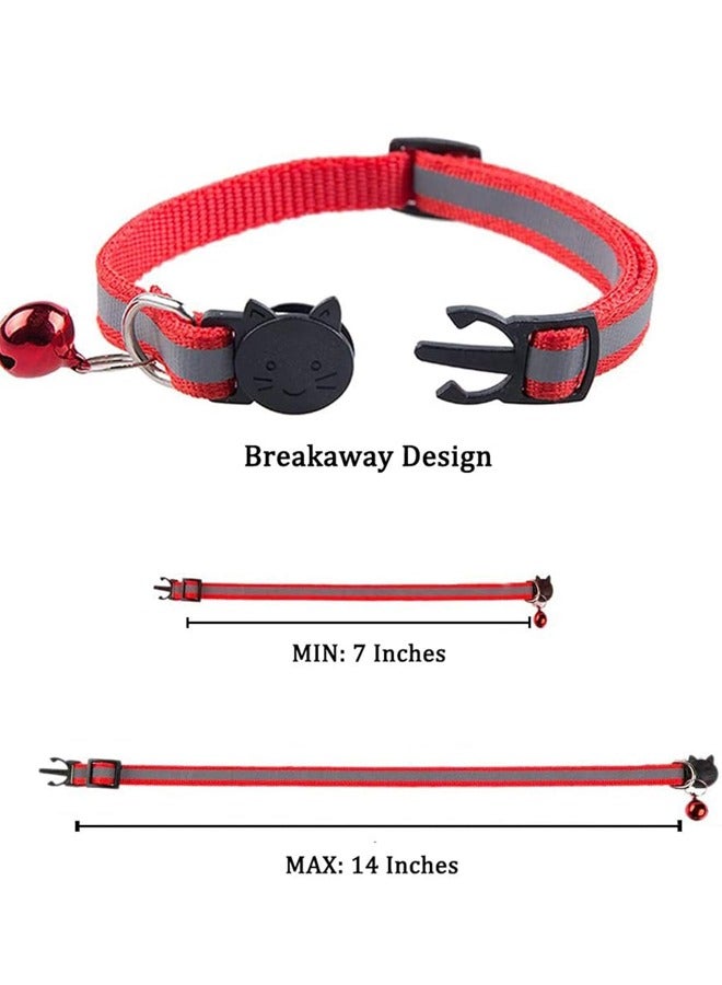 Cat Collar With Bells Detachable Cat Collar With Bells Reflective Cat Collar Nylon Cat Collar/4 Pieces in Multi-color - Image 5