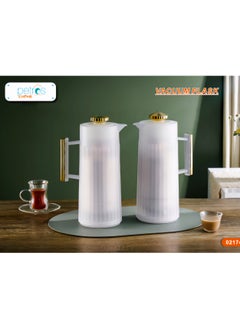 petros Royal Camel 2 Piece Thermos Set 1L + 1L Transparent  White/Golden 