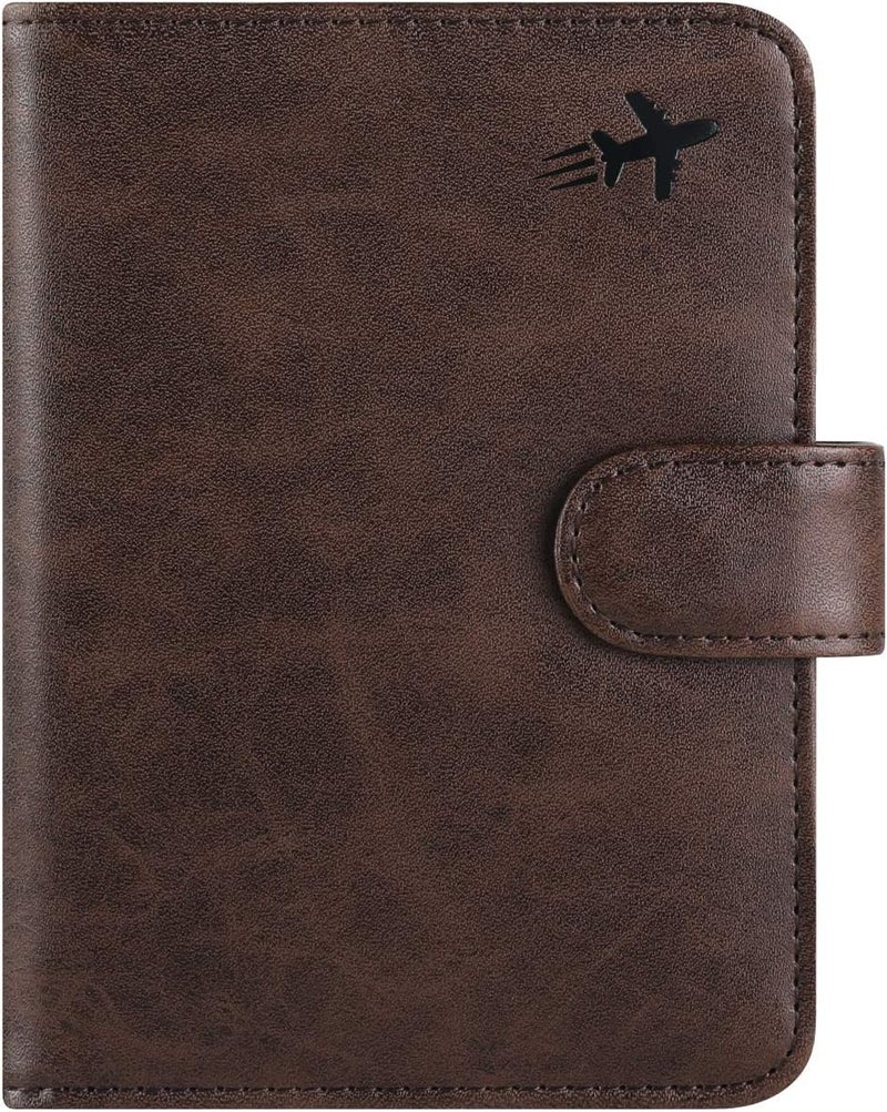 PASCACOO Passport Holder Cover Wallet RFID Blocking Leather Card Case Travel Accessories for Women Men, Z #Chocolate - Image 1