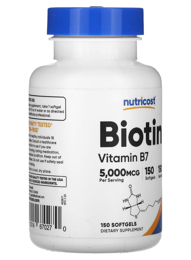 Nutricost Biotin 5000 mcg 150 Softgels - Image 2