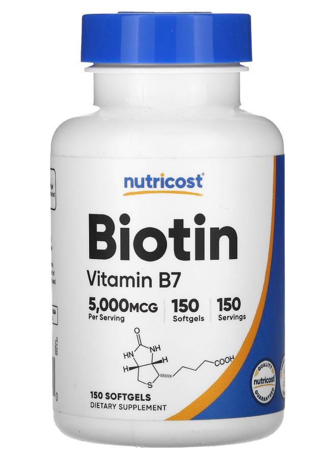 Nutricost Biotin 5000 mcg 150 Softgels - Image 1