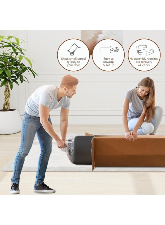 Poppins Home Nigoone Fold Sofa Bed Couch Twin Size with Pillow Memory Foam Convertible Sleeper Chair Bed Futon Lazy for Living Room/Home Office/Guest Beds/Apartment/Upstairs Loft, Dark Gray  - Image 5