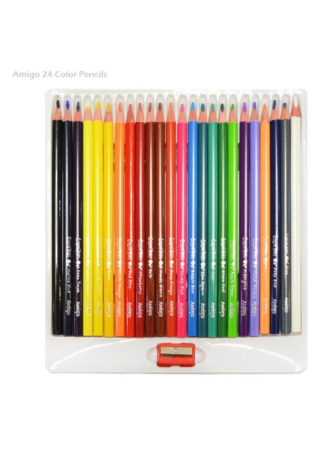Amigo 24-Piece Color Pencil Box – Professional Grade Coloring Pencils Art Set for Kids and Adults, Smooth Shading Pencils for Drawing, Sketching, Creative School Projects, and Home Craft Activities - Image 4