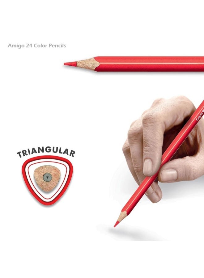 Amigo 24-Piece Color Pencil Box – Professional Grade Coloring Pencils Art Set for Kids and Adults, Smooth Shading Pencils for Drawing, Sketching, Creative School Projects, and Home Craft Activities - Image 5