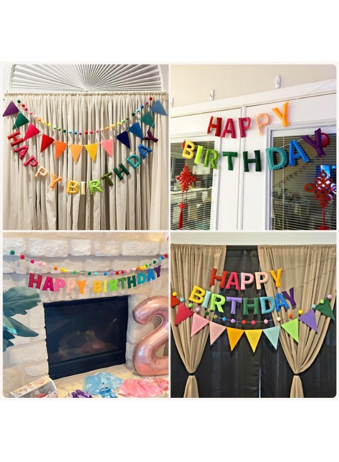 OSHIMA Reusable Birthday Banner, Happy Birthday Felt Banner, Happy Birthday Banner Felt, Colorful Birthday Decorations, Happy Birthday Pennant, for Women Men Kids - Image 5