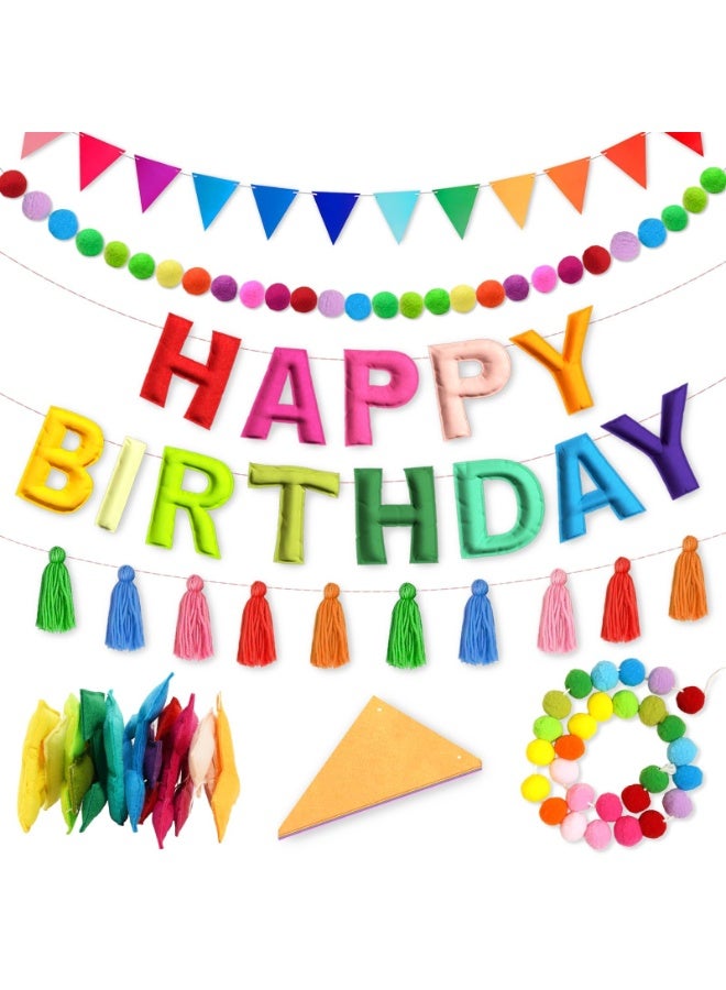 OSHIMA Reusable Birthday Banner, Happy Birthday Felt Banner, Happy Birthday Banner Felt, Colorful Birthday Decorations, Happy Birthday Pennant, for Women Men Kids - Image 1