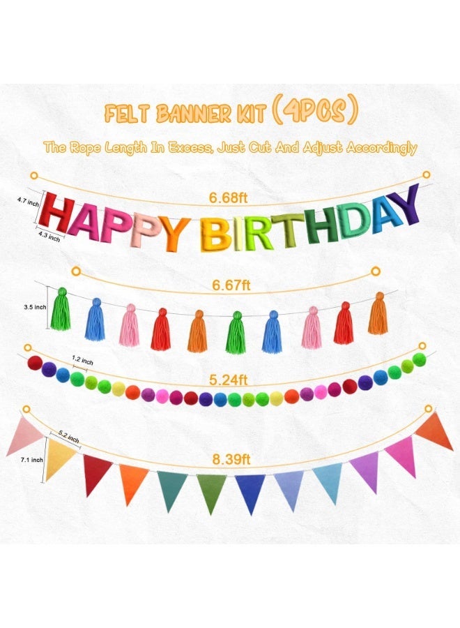 OSHIMA Reusable Birthday Banner, Happy Birthday Felt Banner, Happy Birthday Banner Felt, Colorful Birthday Decorations, Happy Birthday Pennant, for Women Men Kids - Image 2