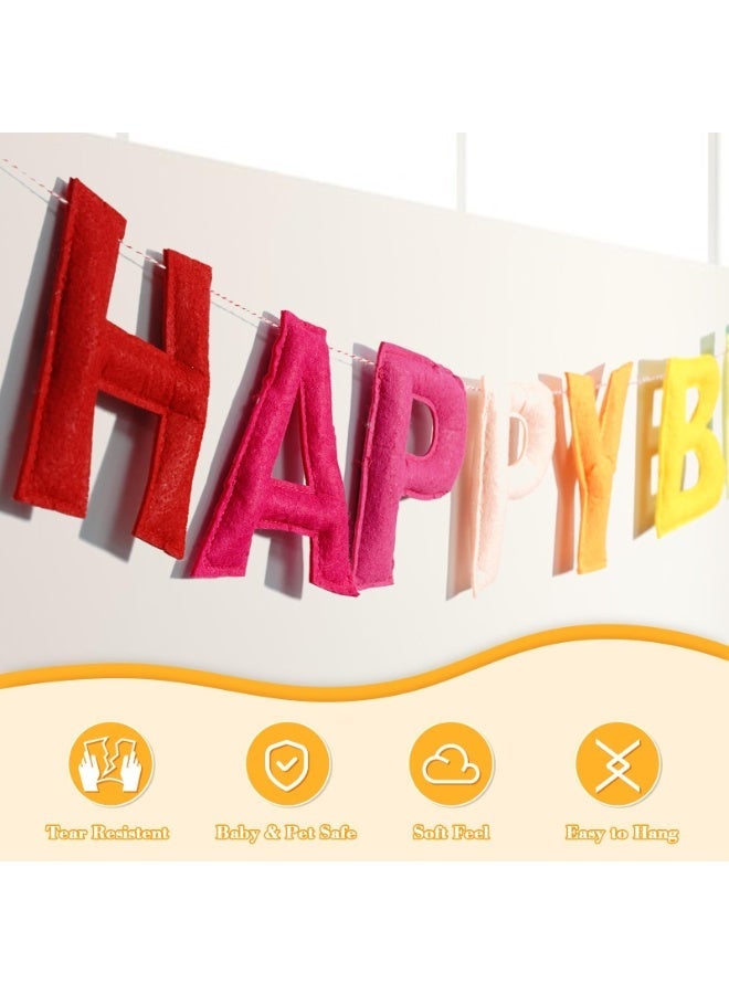 OSHIMA Reusable Birthday Banner, Happy Birthday Felt Banner, Happy Birthday Banner Felt, Colorful Birthday Decorations, Happy Birthday Pennant, for Women Men Kids - Image 3