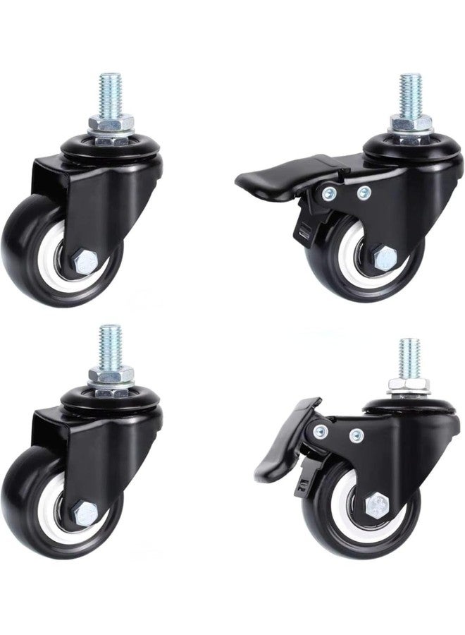 SPYLOCK Heavy Duty Castor Wheels Furniture | Set of 4 Heavy Duty Caster Wheels with Brake & Without Brake | M10 Threaded Stem Swivel Castor Wheels | 360° Rotation | Trolley, - Image 1