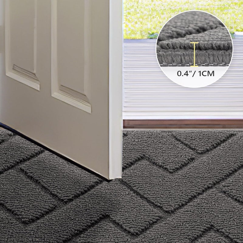 hicorfe Dirt Trapper Indoor Doormat,20"x31.5" Welcome Door mat,Non Slip Backing Washable Door Mats,Absorbent and Resistant Low-Profile Entrance Inside Floor Mat for Front Back Door and Entryway (Grey) - Image 5