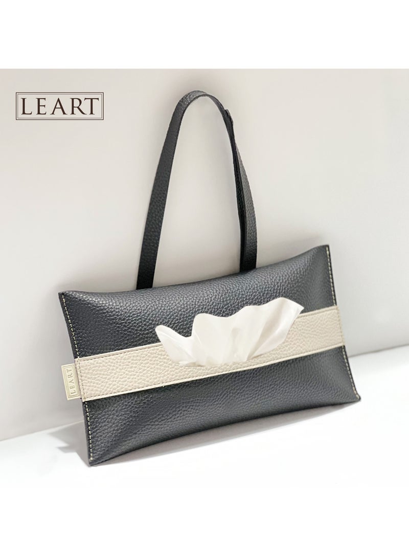 LeArt Leather Car Tissue Holder Leather – Hanging Tissue Box Holder for Car | Tissue Box for Car | Car Accessories Interior | Car Tissue Box | Hanging Tissue Box Holder (Black)  - Image 2