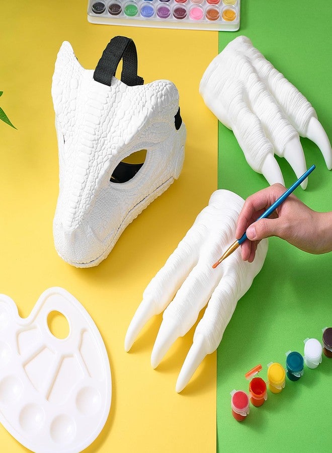 Seenelling قناع ديناصور بلاستيكي صلب من سيلينج، طقم واحد مع مخالب، طلاء، قناع ديناصور جاهز للتجميع، هدايا ديناصورات، زي ديناصور فروي، لوازم حفلات. - Image 4