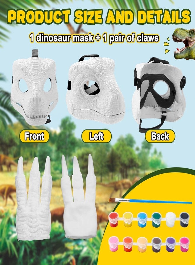 Seenelling قناع ديناصور بلاستيكي صلب من سيلينج، طقم واحد مع مخالب، طلاء، قناع ديناصور جاهز للتجميع، هدايا ديناصورات، زي ديناصور فروي، لوازم حفلات. - Image 2