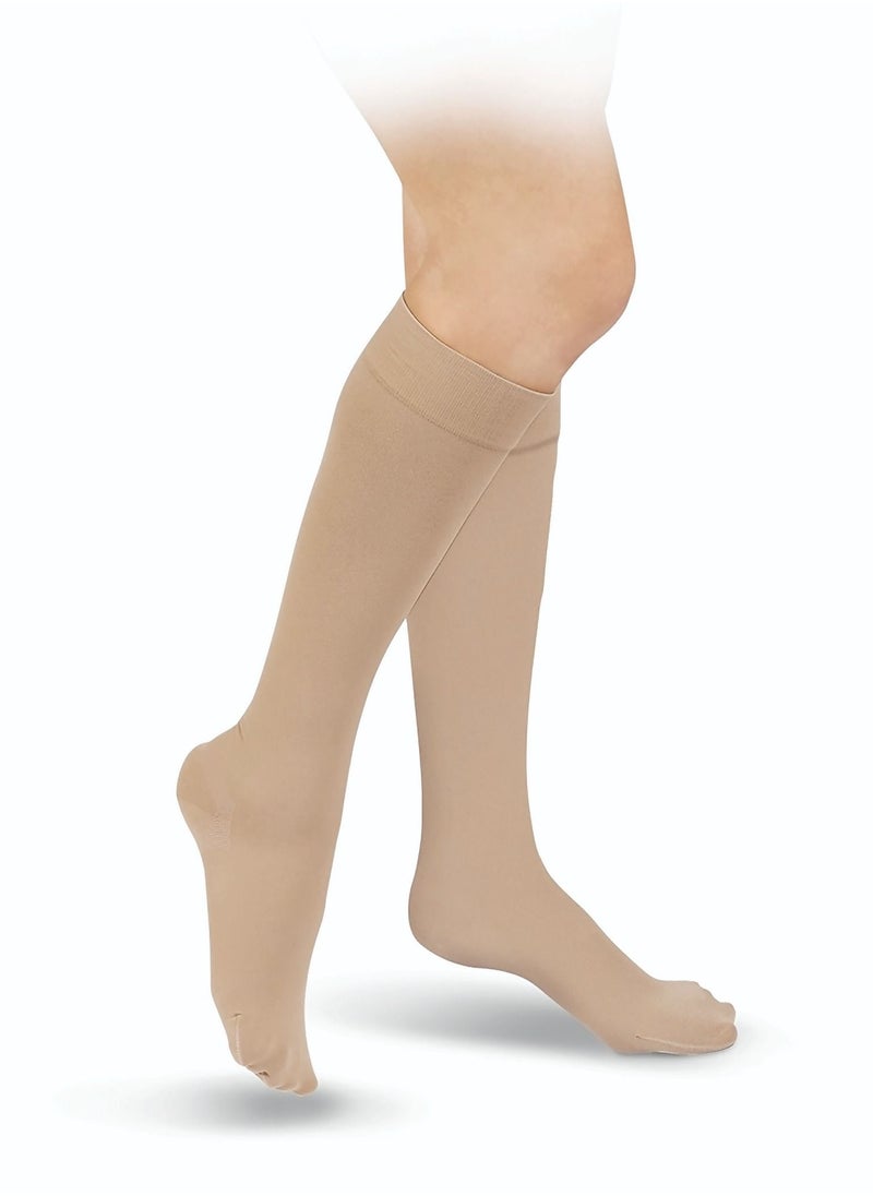 GO SILVER Knee High Compression Socks, Class 1 (18-21 mmHg) Closed Toe Flesh  - Image 2
