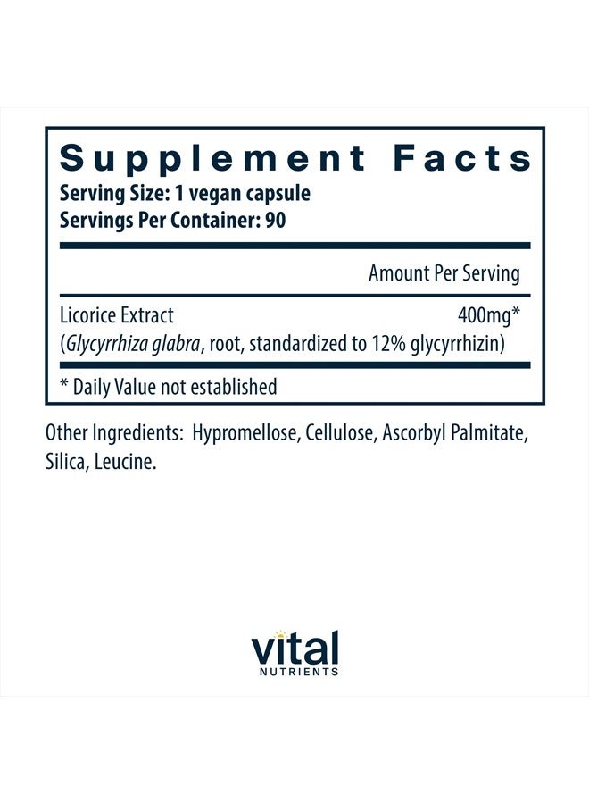 Vital Nutrients Licorice Root Extract - Herbal Immune Support - Adrenal Support - 90 Vegetarian Capsules per Bottle - 400 mg - Image 2