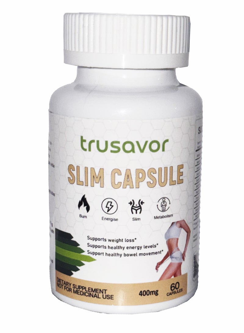 Trusavor Slim Capsule - Natural Weight Loss Supplement | Supports Fat Burn, Energy & Metabolism | 60 Capsules (400mg) - Image 1