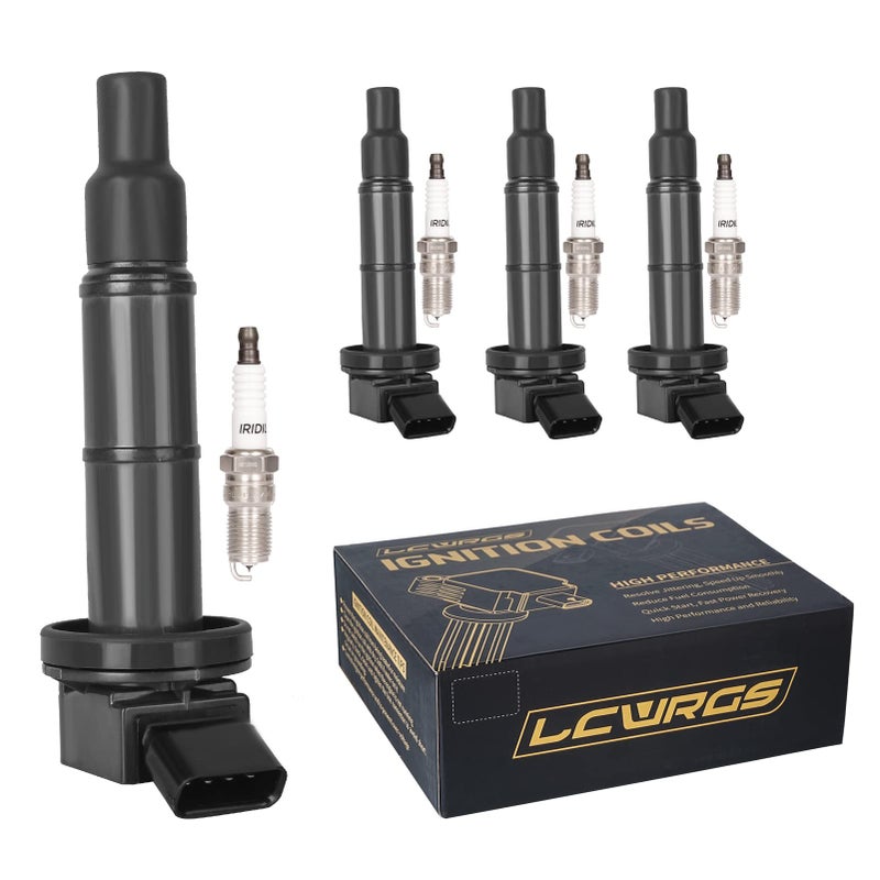 Set of 4 Ignition Coil Pack Iridium Spark Plugs for Toyota Camry Highlander RAV4 Matrix Solara Scion TC xB 2002 2003 2004 2005 2006 2007 2008 2009 2010 2011 2012 Coils Spark Plugs 24 L4 UF333