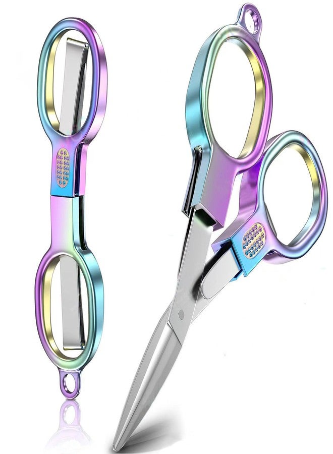 YVAOG 2PCS Folding Scissors, Stainless Steel Safety Portable Mini Travel Small Scissors, Foldable Pocket Badge Scissor, Suitable for Travel, Home, Office, Craft, Sewing, Nurse Accessories - Image 1