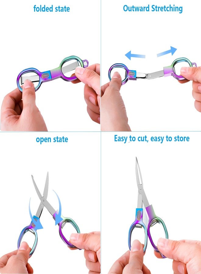 YVAOG 2PCS Folding Scissors, Stainless Steel Safety Portable Mini Travel Small Scissors, Foldable Pocket Badge Scissor, Suitable for Travel, Home, Office, Craft, Sewing, Nurse Accessories - Image 5