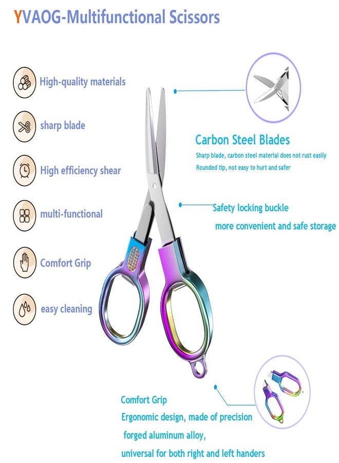 YVAOG 2PCS Folding Scissors, Stainless Steel Safety Portable Mini Travel Small Scissors, Foldable Pocket Badge Scissor, Suitable for Travel, Home, Office, Craft, Sewing, Nurse Accessories - Image 2