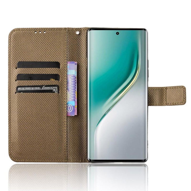 HuHa Case Cover For Tecno Camon 40 Pro 4G / 5G Diamond Texture Leather Phone Case(Brown) - Image 4