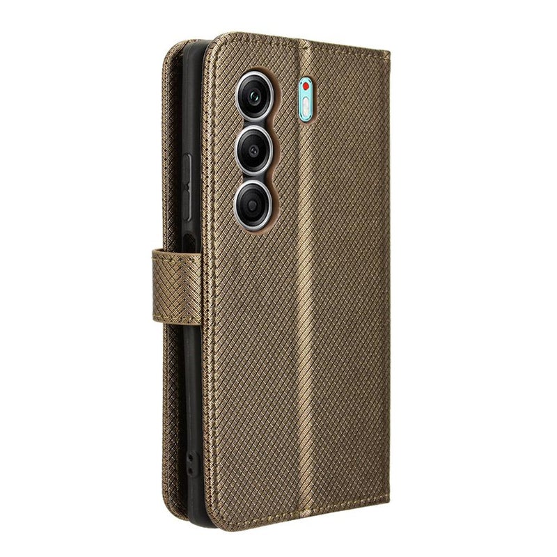 HuHa Case Cover For Tecno Camon 40 Pro 4G / 5G Diamond Texture Leather Phone Case(Brown) - Image 3