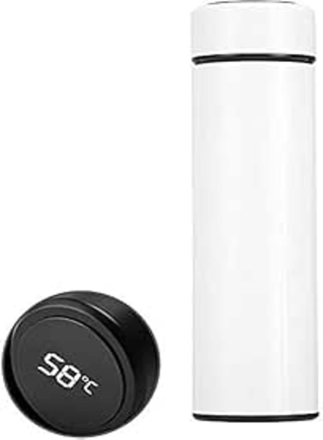 AEC® Smart LED Active Temperature Display Indicator Insulated Stainless Steel Thermoware Flask Bottle (White, 500ml)