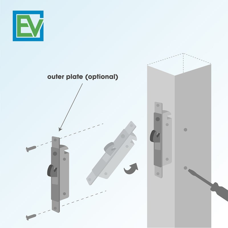 Essential Values Sliding Door Mortise Lock 45 Keyway 3-11/16 In. Spacing Steel Replacement Latch Lock For Patio Doors - Image 3