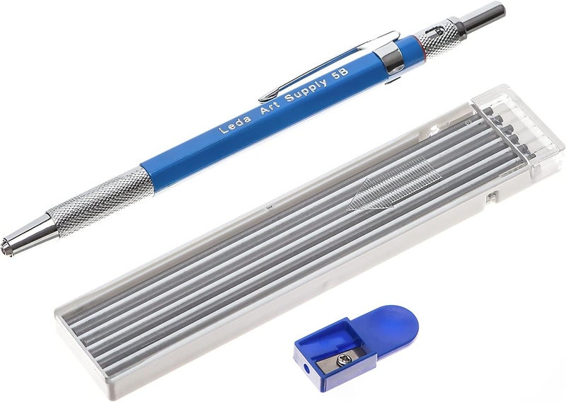 Leda Art 20 mm Mechanical Drafting Pencil Set with 12 Piece Lead Refill and 1 Sharpener Perfect for Drawing and Sketching Mixed Media Art