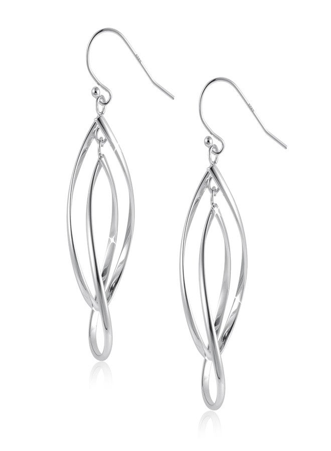 أليكس كرافت أقراط متدلية من الفضة الإسترليني عيار 925 للنساء، مضادة للحساسية، طويلة، بيضاوية الشكل، عصرية وخفيفة الوزن. - Image 1