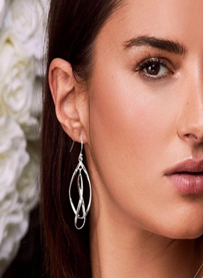 أليكس كرافت أقراط متدلية من الفضة الإسترليني عيار 925 للنساء، مضادة للحساسية، طويلة، بيضاوية الشكل، عصرية وخفيفة الوزن. - Image 2