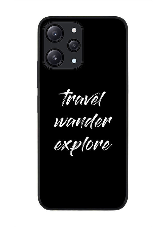 Stylizedd Rugged Black edge case for Xiaomi Redmi 12 4G, Slim fit Soft Case Flexible Rubber Edges Anti Drop TPU Gel Thin Cover -  Travel Wander Explore - Image 1