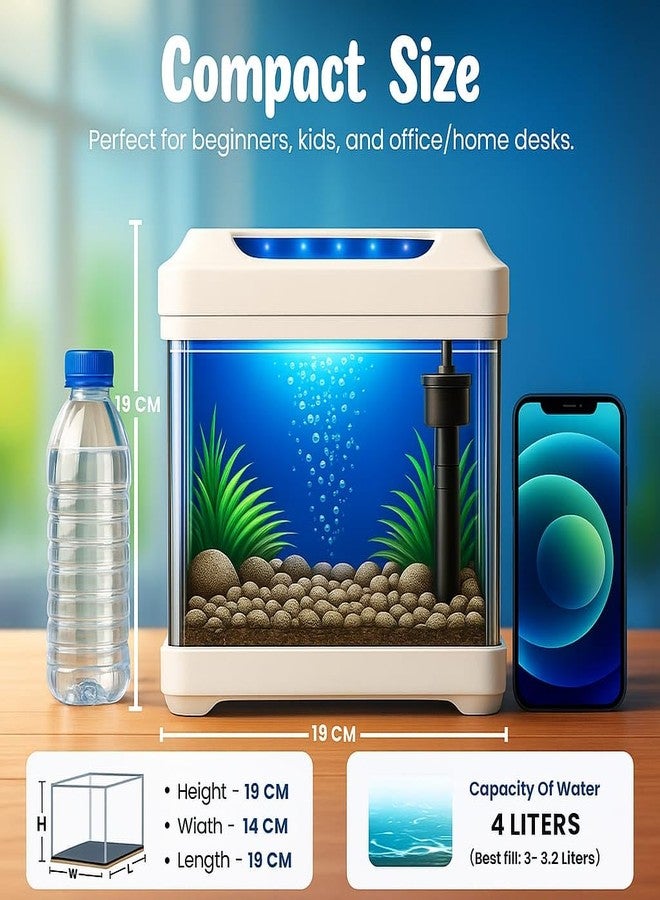 rizopets T-190F Compact Aquarium Fish Tank with Built-in LED Light and Silent Filter Ultra-Clear Acrylic Tank for Betta and Small Fish Home or Office Use - Image 2