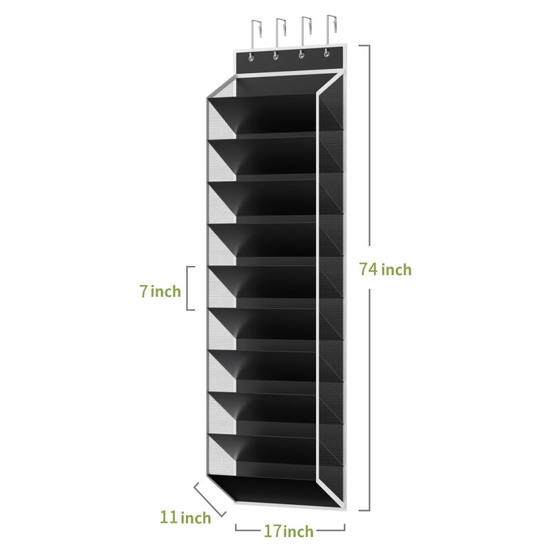 KEEPJOY 10 Tiers Mesh Over Door Shoe Organizer Storage, Hanging Shoe Holder for Door with Large Deep Pockets, Fit 20-30 Pairs Shoe Rack for Sneakers, Boots.(Black) - Image 3