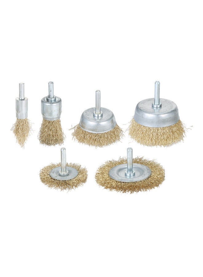 NIBEMINENT 6-Piece Coated Wire Drill Brush Set Beige/Silver - Image 1