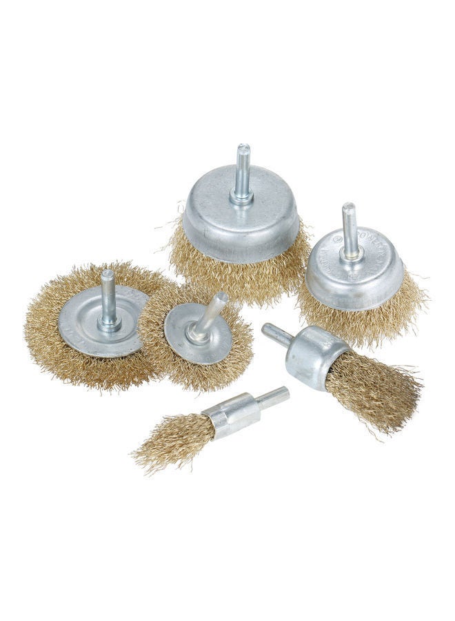 NIBEMINENT 6-Piece Coated Wire Drill Brush Set Beige/Silver - Image 2
