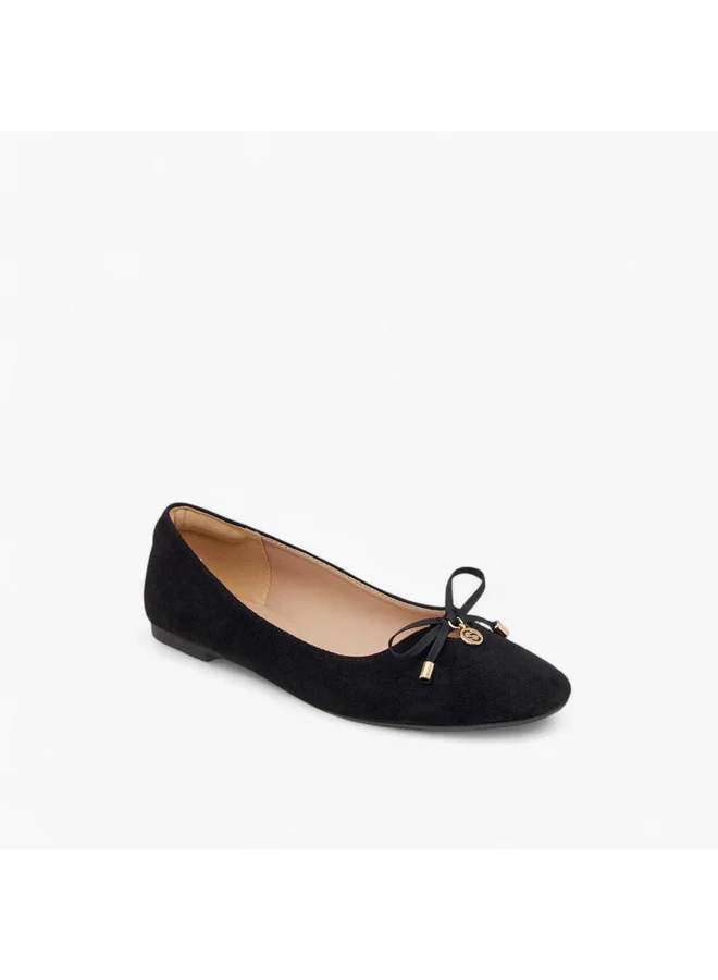 سيليست Women's Solid Slip-On Ballerina Shoes with Bow Accent